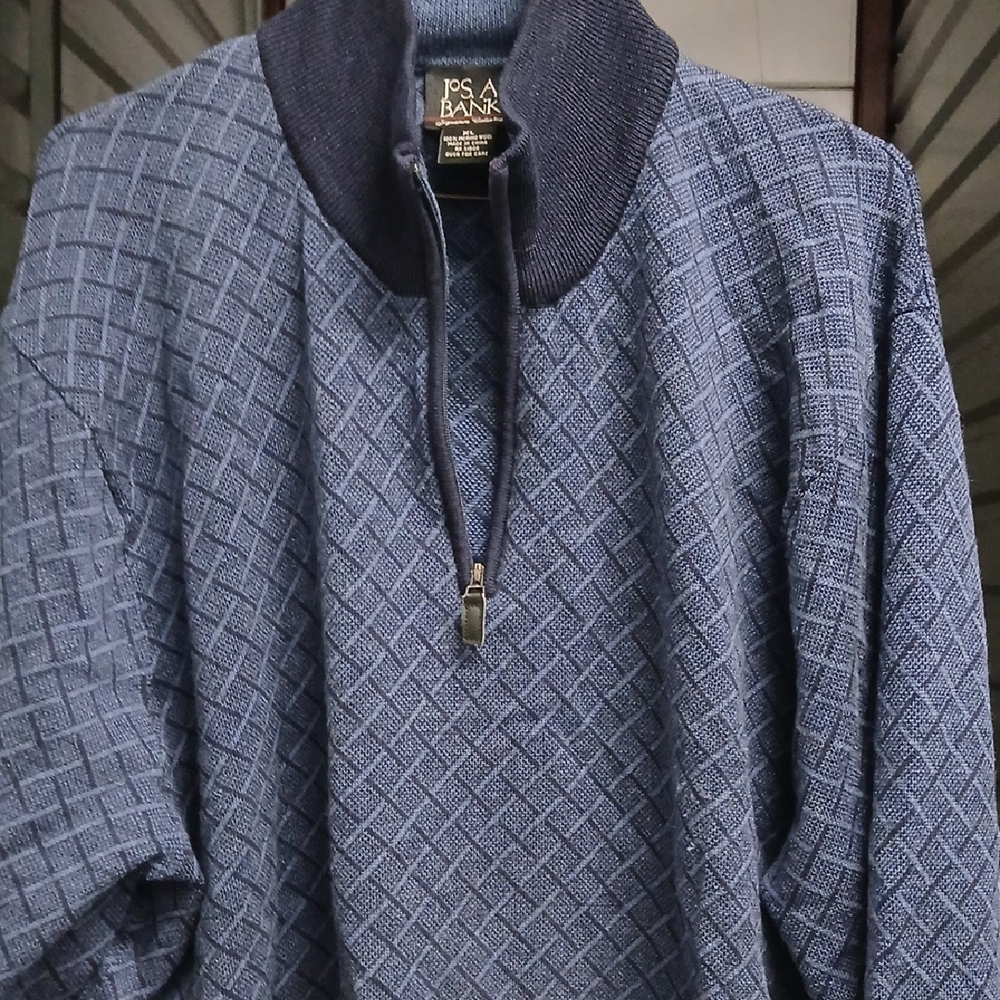 Jos. A. Bank Navy Textured Quarter-Zip Sweater